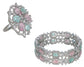 American Diamond Wedding Collection Multicolor Bangle Set With Adjustable Ring Combo Set