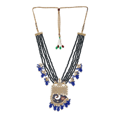 Blue Jaipuri Long Kundan Necklace - Steorra Jewels