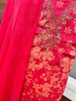 Pure Cotton Red Suit With Hand Embroidery & Chiffon Dupatta