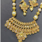 Exclusive Premium Golden Polki Stone Long Necklace Set
