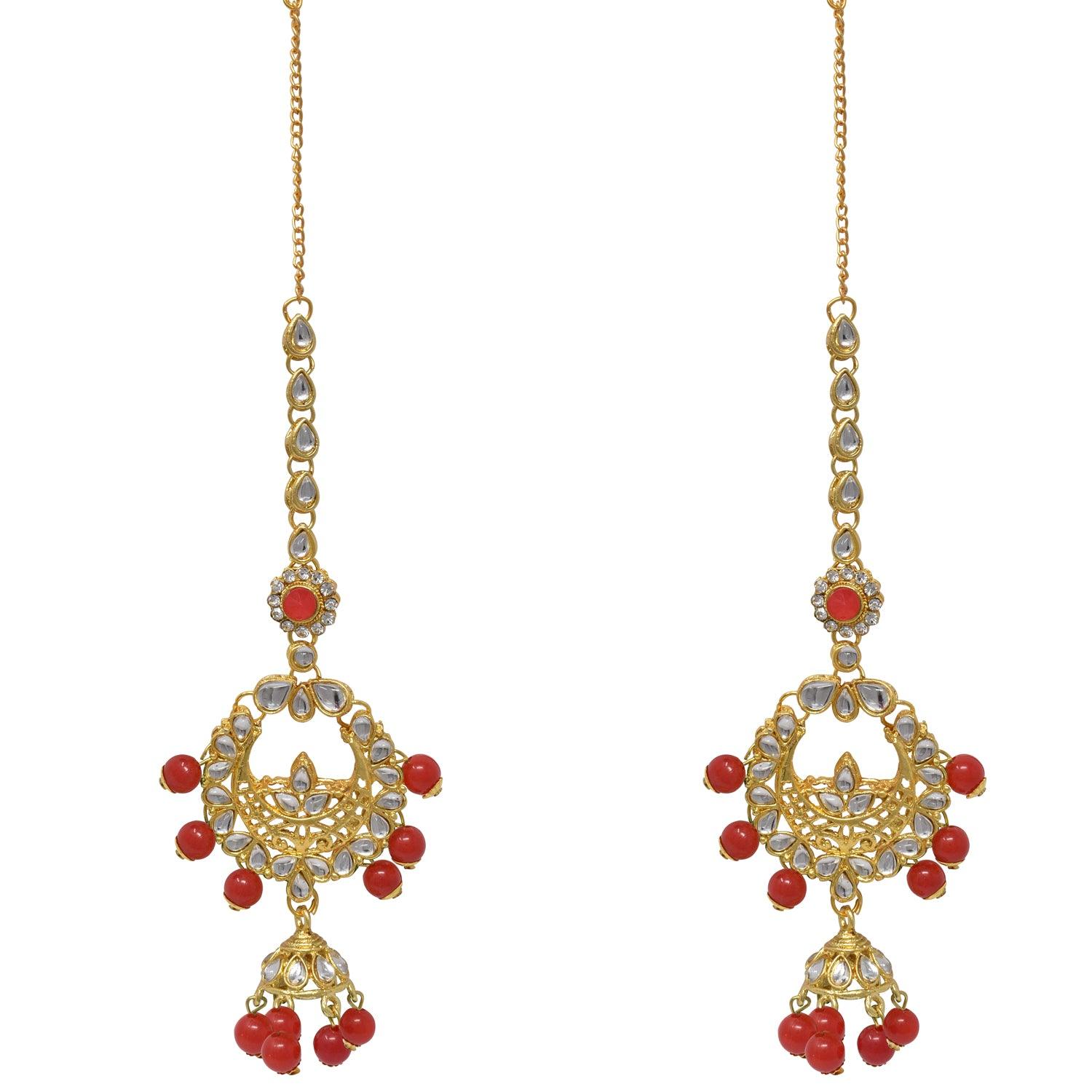 Designer Gold Plated Red Dulhan Bridal Set - Steorra Jewels