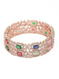 American Diamond Golden Multicolor Bangle Set