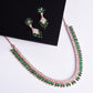 American Diamond Wedding Collection Green Necklace Set And Adjustable Bracelet Combo Set