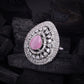 American Diamond Pink Adjustable Ring