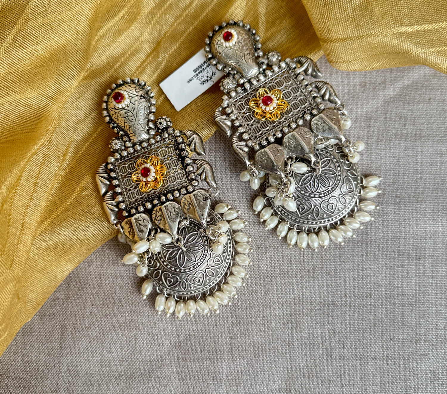 Designer Oxidized Jhumki Earrings
