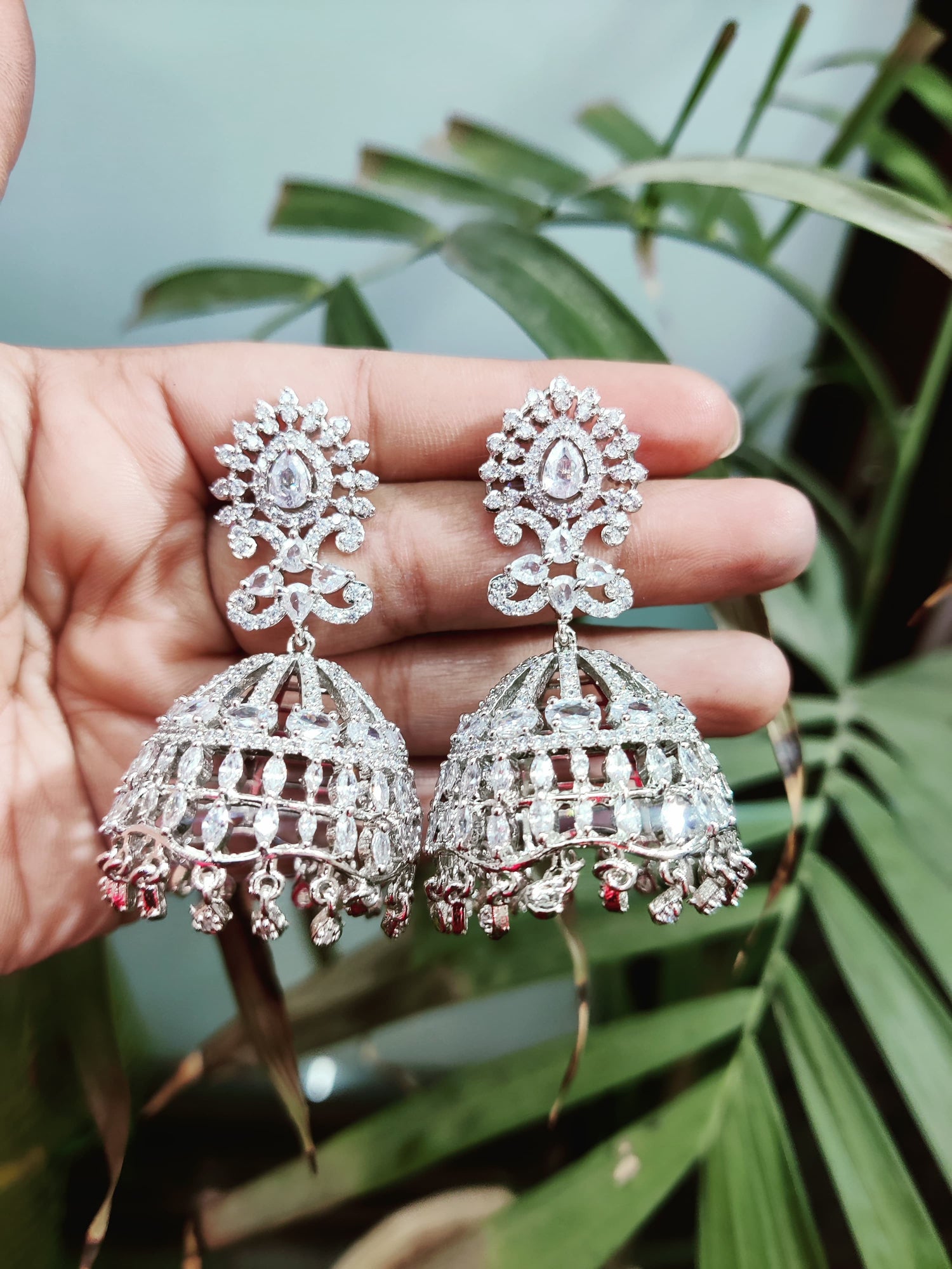 Glamorous Jhumki Earrings with American Diamonds
