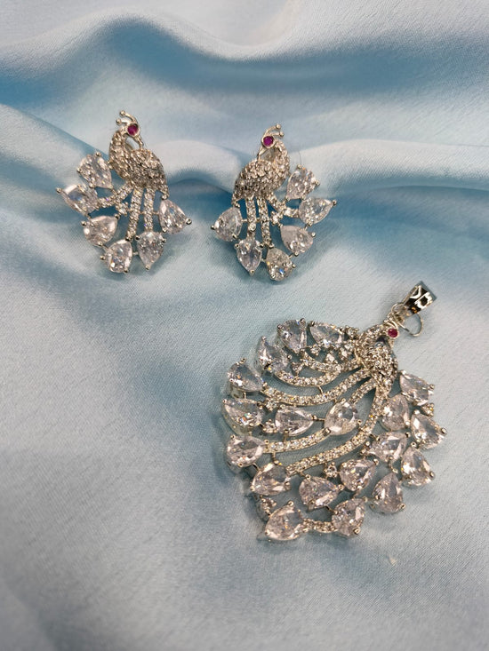 American Diamond Pendant Set with Earrings