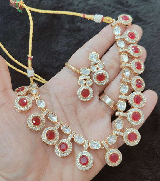 Premium Moissanite Red and Multi necklace sets