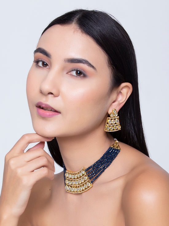 Blue Indian Kundan Choker Set