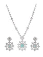 American Diamond Baby Pink Long Pendant Necklace Set