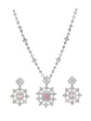 American Diamond Baby Pink Long Pendant Necklace Set