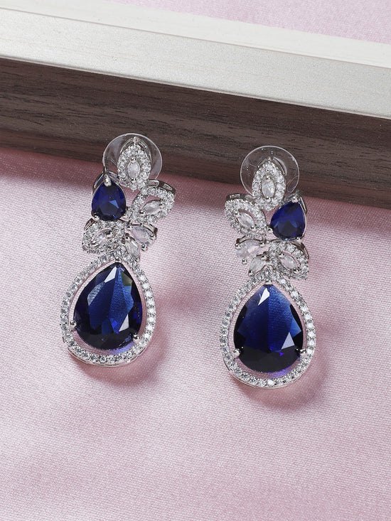 American Diamond Blue Dangler Earring