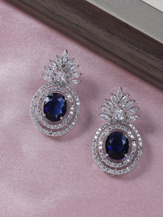 American Diamond Blue Dangler Earring