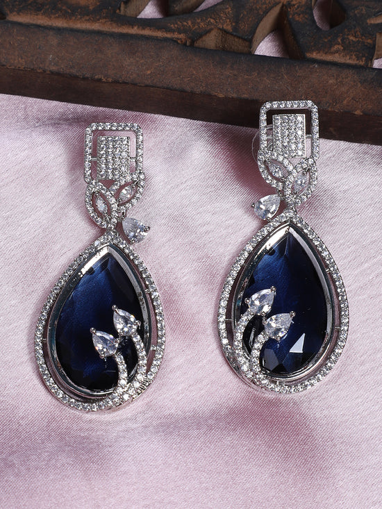 American Diamond Blue Dangler Earring