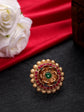 Antique Gold Tone Red Kundan Copper Adjustable Ring