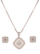 American Diamond White Long Pendant Necklace Set