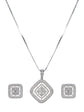 American Diamond White Long Pendant Necklace Set