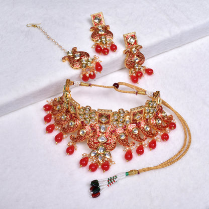 Baby Pink Heavy Indian Kundan Choker Set