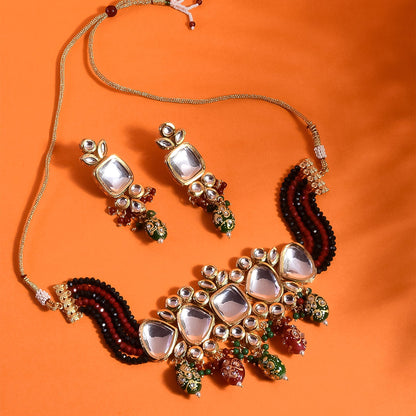 Ethnic Red Heavy Bridal Indian Kundan Choker Set