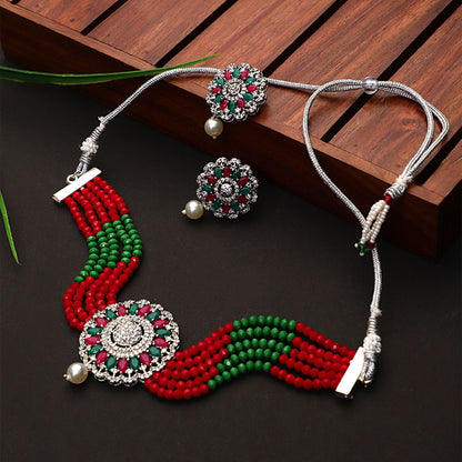 Ethnic Green Indian Kundan Choker Set