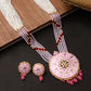 Pink Indian Kundan Long Necklace Set