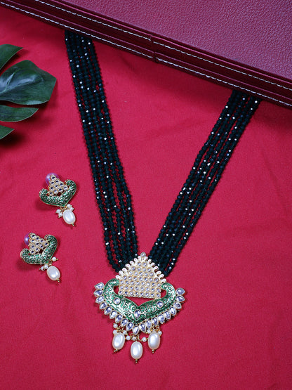 Pink Indian Kundan Long Necklace Set