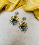 Oxidized silver plated jhumkas with intricate design