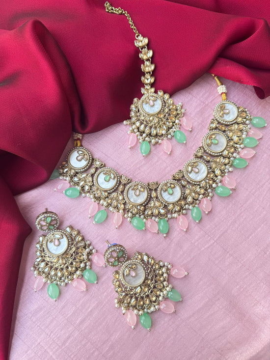 Pearl Kundan Choker Necklace Set