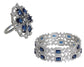 American Diamond Wedding Collection Blue Bangle Set With Adjustable Ring Combo Set