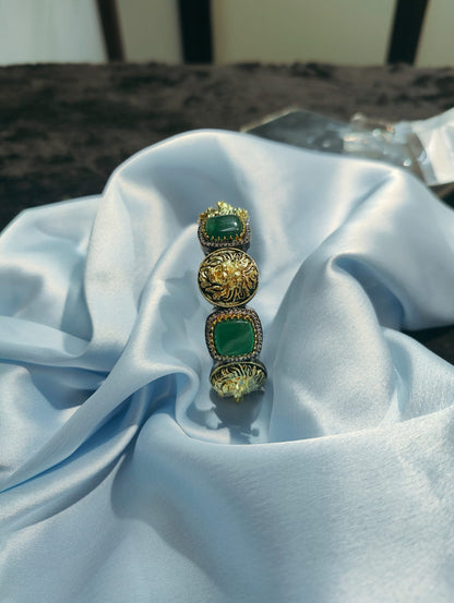 Sabyaschi Inspired Most Premium Panther Lion Finish Victorian Antique Zirconium Diamond Statement Jewelry Set Unique Jewelry