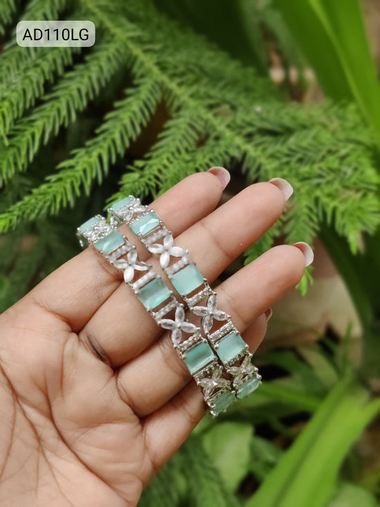 American Diamond Light Green Bangle Set