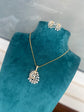 Moissanite American Gold Diamond Replica White Stone Pendant Set with Earrings