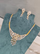 American Diamond Gold Replica White Stone Necklace Set With Earring