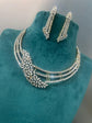 American Diamond Replica White Stone Necklace Set With Heavy Earring