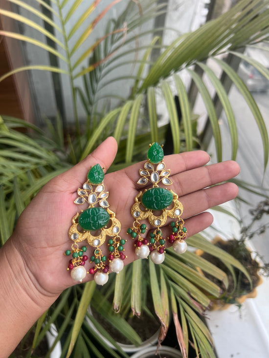 Versatile Women’s Hanging Drop Earrings in Green Jhumki Style For Women & Girls