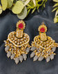 Versatile Heavy Kundan with Pearls Jhumki Style Dangler Earring - Grey Color