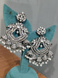 Oxidize Silver Look Stone Type Jumka Earring For Women And Girls.