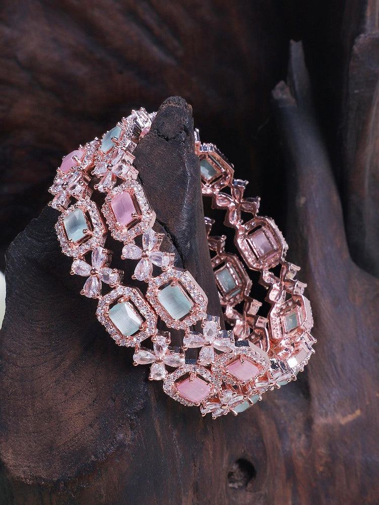 American Diamond Multicolor Bangle Set - Steorra Jewels