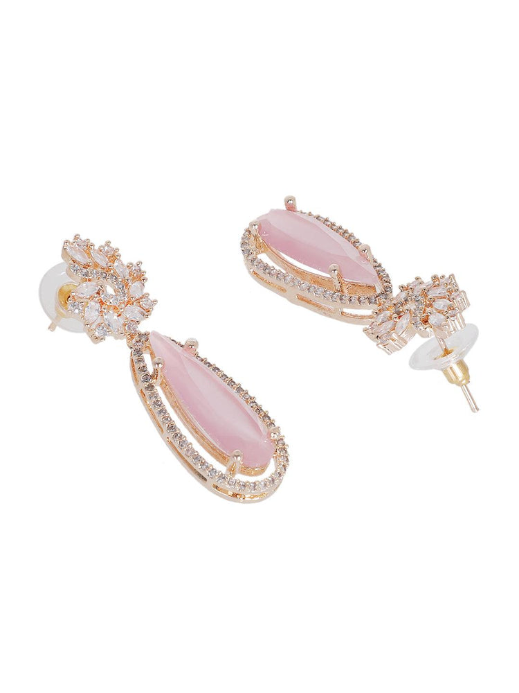 American Diamond Pink Earrings Set - Steorra Jewels