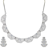 American Diamond Wedding Collection White Necklace Set And Ring Combo Set - Steorra Jewels