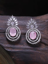 Baby Pink American Diamond Earrings Set - Steorra Jewels