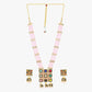 Baby Pink Jaipuri Long Kundan Necklace Set - Steorra Jewels