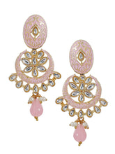 Baby Pink Jaipuri Long Kundan Necklace Set - Steorra Jewels
