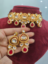 Ethnic Green Pearls Gold Plated Jaipuri Choker Necklace - Steorra Jewels