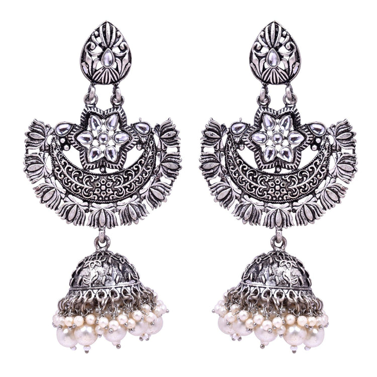 German Silver Oxidized Dangler Earring Combo Set of 3 - Steorra Jewels