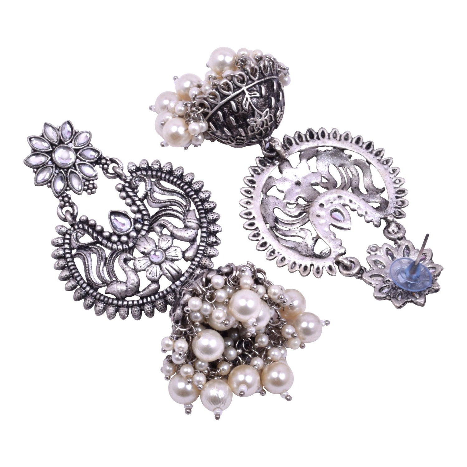 German Silver Oxidized Dangler Earring Combo Set of 3 - Steorra Jewels