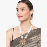 Gold Jaipuri Long Kundan Necklace Set - Steorra Jewels