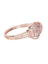Golden Base Baby Pink American Diamond Adjustable Bracelet - Steorra Jewels