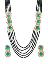 Green Jaipuri Long Kundan Necklace - Steorra Jewels