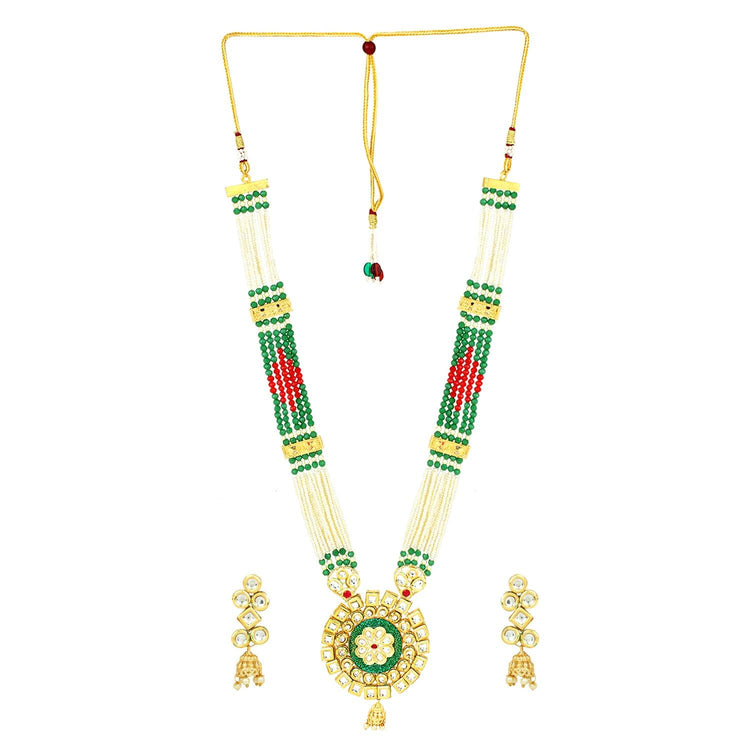 Green Jaipuri Long Necklace - Steorra Jewels